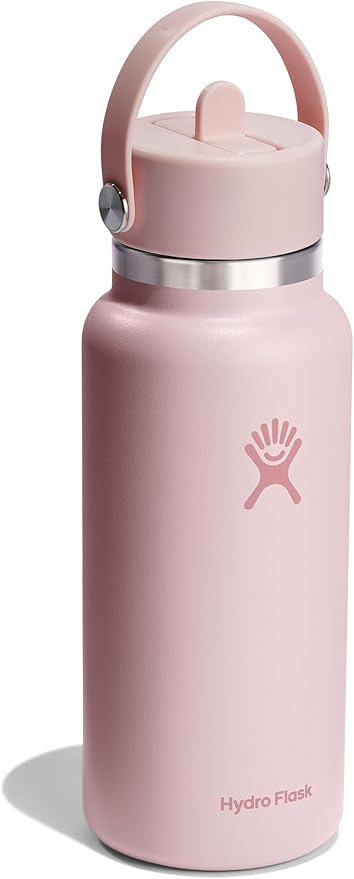 Hydro Flask Water Bottle - Insulated Stainless Steel - Wide Straw Lid, Non Spill, Leakproof in 32 Oz Trillium Pink
