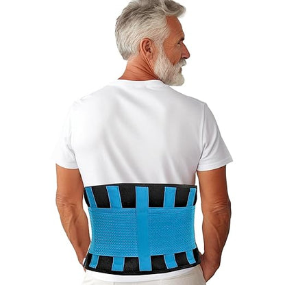 RiptGear Back Brace for Lower Back Pain Relief - Breathable Back Brace for Men and Women - Ideal for Lifting, Work, Sciatica, Herniated Disc, and Lumbar Support - Blue, Small (Waist: 23"-27")