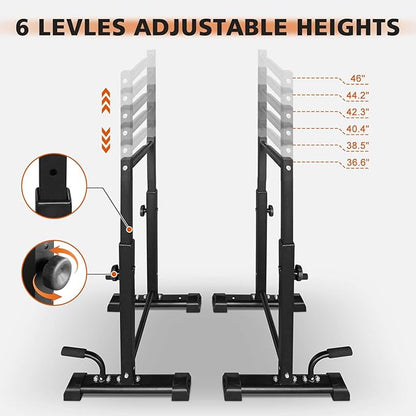 Dip Bar Station Set, 6 Level Adjustable Pull Up Bars, 1200lbs Heavy Duty Parallettes Bars, Dip Station for Full Body Workout Fitness, Push Up Bar Rack for Home Gym Strength Training -