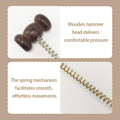 Wooden Spring Massage Hammer,Long Size Manual Lymphatic Drainage Massage Hammer,Wood Therapy Body Massager,Brown,15.5 Inches,1 Piece