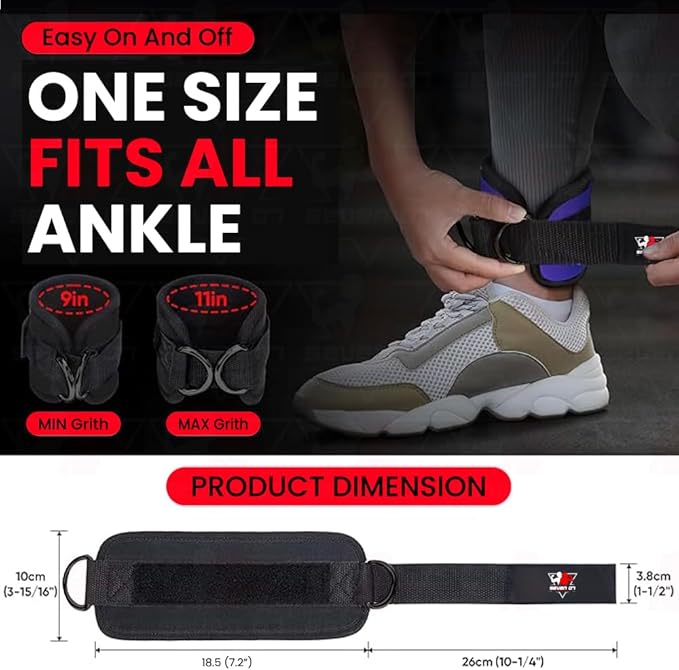 Ankle Straps for Cable Machines, Adjustable Comfort Ankle Cable Attachments for Women & Men, Glute Kickback Ankle Strap for Workout Gym Ankle Cuff Neoprene Padded Durable lifting Straps