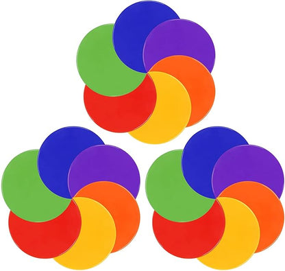 4Inch 9 Inch Poly Spot Markers for Gym Floor Poly Spots, 12/18/24/36 Pcs Round Non-Slip Rubber Floor Dots Agility Markers Flat Cones for Sports Soccer PE Training, Dance, Classroom Activities