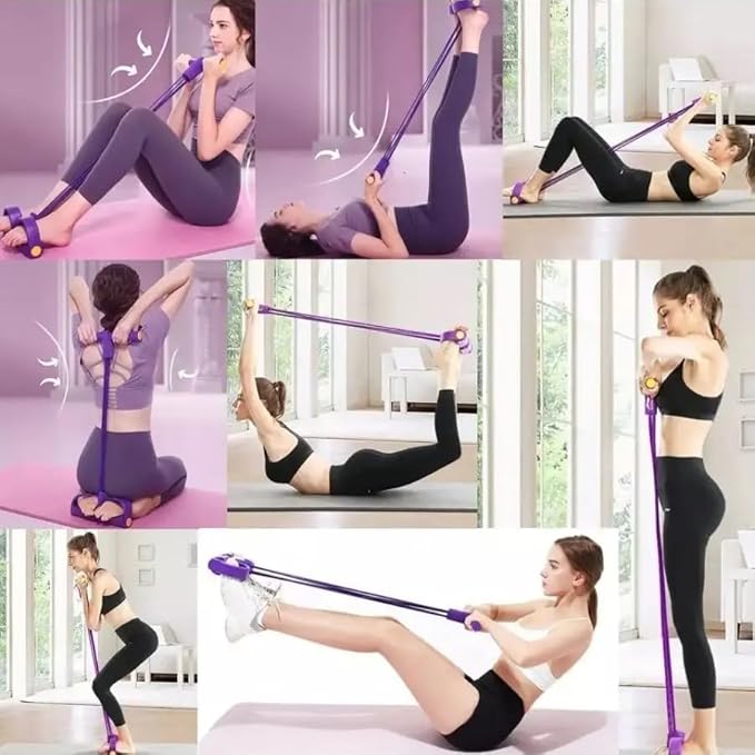 6-Tube Foot Pedal Resistance Bands with Handles | Figure 8 Resistance Band, Full Body Workout Kit for Home Gym, Strength & Toning | Portable Fitness Equipment for Legs, Arms, Core & Glutes