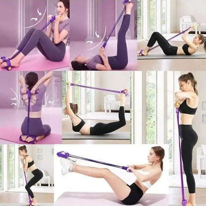6-Tube Foot Pedal Resistance Bands with Handles | Figure 8 Resistance Band, Full Body Workout Kit for Home Gym, Strength & Toning | Portable Fitness Equipment for Legs, Arms, Core & Glutes