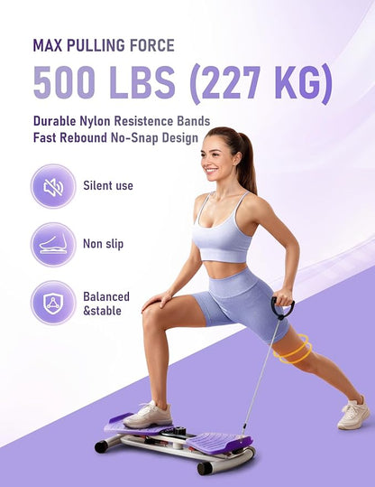 Waist Twister Machine with Smart Digital Counter and Resistance Bands 300 Lbs Capacity, Noiseless Ab Twister Board for Home Exercise, Fitness Equipment Ideal for Women to Burn Belly Fat and Tone Body