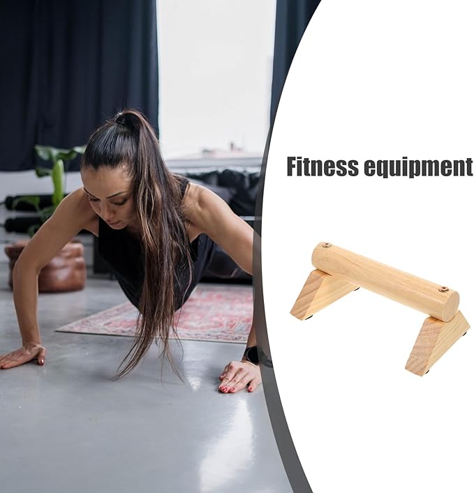 Push-up Handles with Non-slip Pads Pine Wood Pushup Bars for Home Workout Fitness Equipment Strength Training Muscle Trainer Set