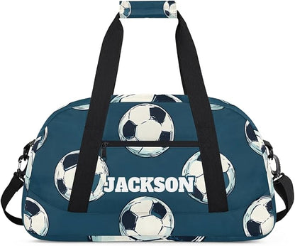 Personalized Soccer Gym Duffel Bags for Kids Boys with Custom Name Sport Bags for Sport Training Travel Overnight Weekender