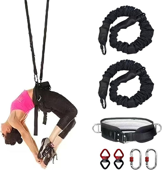 PRIOR FITNESS Back Somersault Bungee Dance Set, CE Certified, Backward Flip Training Equipment with Padded Waist Belt, Heavy-Duty Cords & Safety Swivels for Fitness Taekwondo Martial Arts Kickboxing