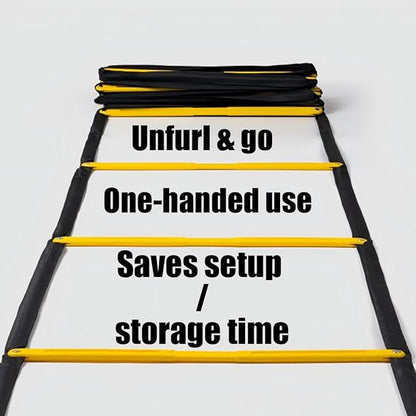 Tangle-Free Agility Ladder Speed Training Equipment - 2lbs Heavy Duty Design with 12 Fixed Rungs - 18ft Connectable Quick Setup Footwork Drill Gear for Soccer, Football, Boxing (Storage Bag Included)
