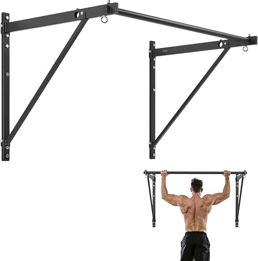 VEVOR Pull Up Bar, Multi-Grip Wall Mounted Pull Ups, 50 in Width Multifunctional Chin Up Training Station, Heavy Duty Steel Upper Body Workout Bars with Hangers, 440 lbs Weight Capacity, for Home Gym
