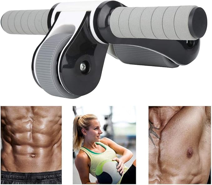 2 Wheels Ab Roller Wheel, Abdominal Muscle Exerciser for Home Gym, Dual - Wheel Core Trainer with Knee Pad, Foldable and Portable Ab Wheel for Beginners to Advanced Users