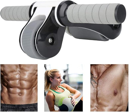 2 Wheels Ab Roller Wheel, Abdominal Muscle Exerciser for Home Gym, Dual - Wheel Core Trainer with Knee Pad, Foldable and Portable Ab Wheel for Beginners to Advanced Users