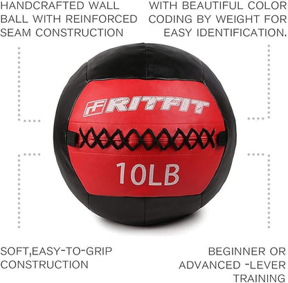 RitFit Soft Medicine Ball/Wall Ball for Strength and Conditioning Workouts, Core Training