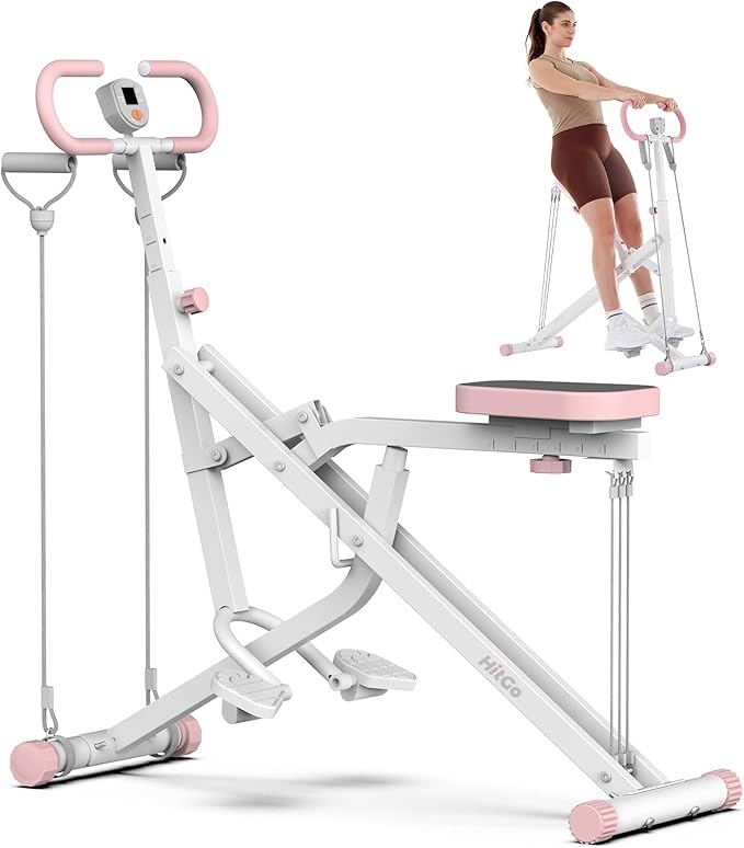 Squat Machine for Home, 2-in-1 Squat & Rowing Exercise Equipment with 3 Resistance Bands, Foldable Glutes & Leg Trainer, 400lbs Capacity for Thighs, Butt, Core Workout