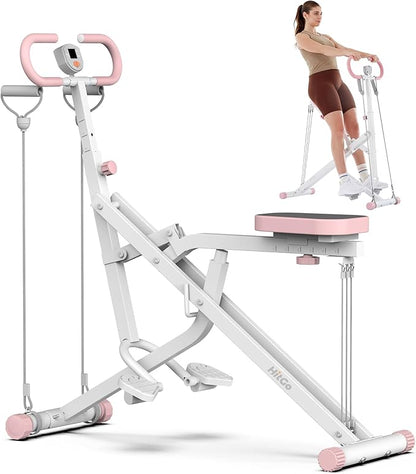 Squat Machine for Home, 2-in-1 Squat & Rowing Exercise Equipment with 3 Resistance Bands, Foldable Glutes & Leg Trainer, 400lbs Capacity for Thighs, Butt, Core Workout