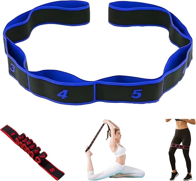 Fitness Resistance Band for Stretching and Yoga, Stretch Strap, Elastic Yoga Stretching Strap, Multi-Loop for Physical Therapy, Pilates, Yoga, Dance & Gymnastics Exercise