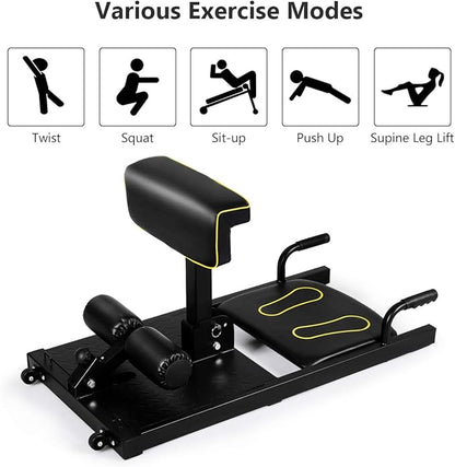 GYMAX 8-in-1 Workout Machine with Adjustable Height & Protective Foam, Multiple Position Training for Sissy Squat, Push-up, Sit-up, Rope Exercise, Home Gym