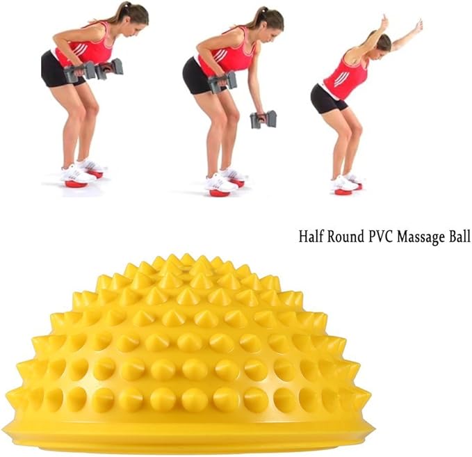 Foot Massage Half Ball,ZJchao 2 Pcs Yoga Half Ball Physical Fitness Appliance Exercise Balance Ball Massage Mat Exercise Stepping Stones Balance pods Gym Yoga Pilates Ball (Yellow)
