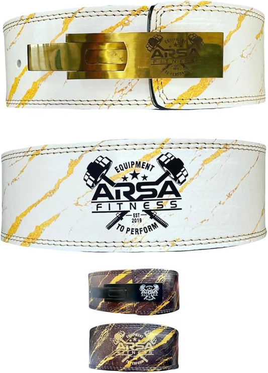 Arsa Fitness Weightlifting Adjustable Lever Belt for Men & Women Real Cow Hide Leather for Powerlifting Back Support Workout Deadlifts Squats 10MM Thickness 4" Width (MEDIUM, ARABIAN DAY)