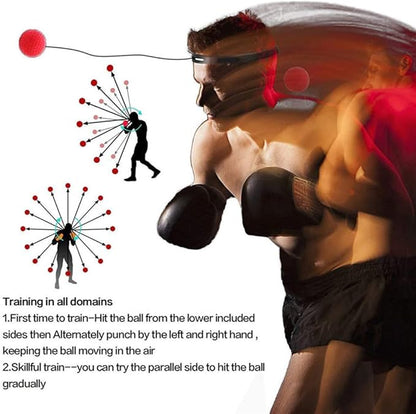 Keenso Boxing Reflex Ball, Boxing Training 4-Piece Set, Head-Mounted Adjustable PU Foam Rubber Balls for Reaction Training, Home Gym, Martial Arts, Kids Adults