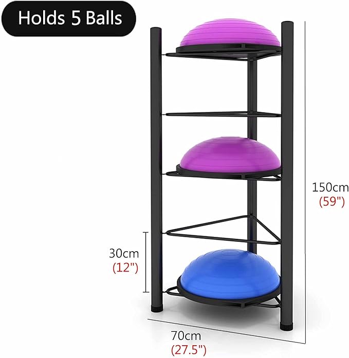 Indoor Balls Display Stand Home Fitness Gym/Workout Room Balance Ball Trainer Storage Rack Stand, Floor Standing Half Yoga Exercise Ball for Garage Organizer, No Ball