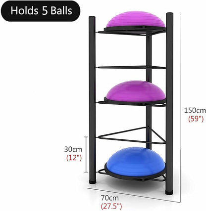 Indoor Balls Display Stand Home Fitness Gym/Workout Room Balance Ball Trainer Storage Rack Stand, Floor Standing Half Yoga Exercise Ball for Garage Organizer, No Ball