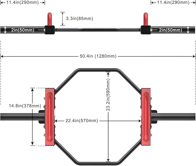 SELEWARE Trap Bar Hex Bar for Deadlift, Olympic Hex Barbell Deadlift Trap Bar, 500 LBS Capacity Heavy Duty Weight Lifting Hex Bar Strength Training Equipment for Home Gym, Squats, Shrugs
