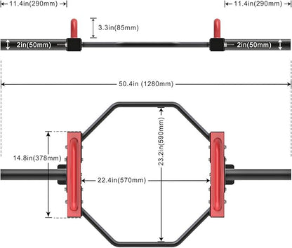 SELEWARE Trap Bar Hex Bar for Deadlift, Olympic Hex Barbell Deadlift Trap Bar, 500 LBS Capacity Heavy Duty Weight Lifting Hex Bar Strength Training Equipment for Home Gym, Squats, Shrugs