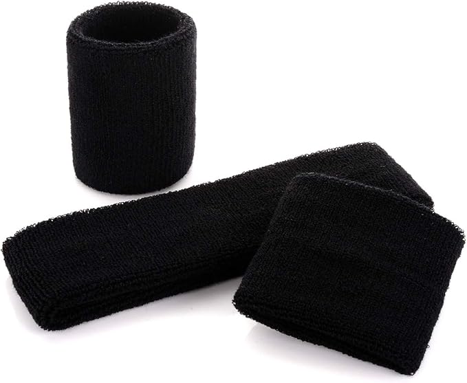 ONUPGO Sweatband Set Sports Headband Wristband Set Sweatbands Terry Cloth Wristband Wrist Sweatband Headbands Moisture Wicking Sweat Absorbing Head Band
