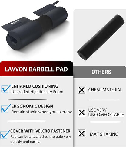 Barbell Squat Pad Set- Nylon Padding AntiSlip- Thick Foam Barbell Pad for Squats Cushion,Lunges&Bar Padding for Hip Thrusts -Standard Olympic Weight Bar Pad (Wrist Straps Weightlifting-Ankle Straps)