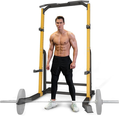 ZENOVA Pull Up Bar Dip Bar Squat Rack Workout Dip Station Height Adjustable Free Standing Chin Up Bar
