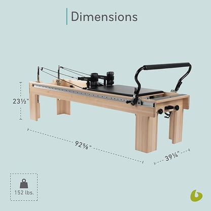 Balanced Body Clinical Pilates Reformer with Infinity Footbar, Pilates Exercise Equipment, Workout Equipment for Home or Studio