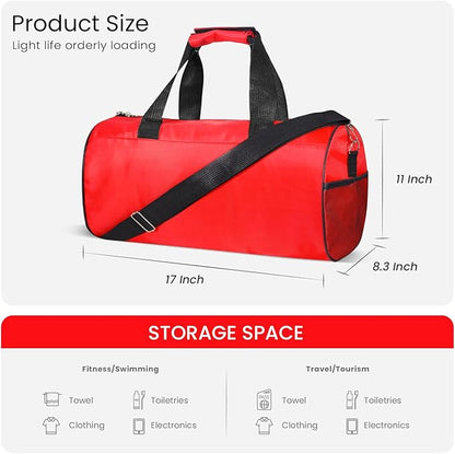 C&F BOGMOST Small Gym Bag for Women & Men,Small Lightweight Duffel Bag Carry On Bags Mini Duffel Travel Bag Waterproof Sports Bags for Workout/Sport/Travel, Red,Medium