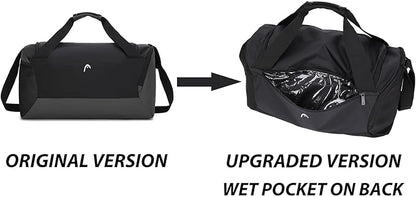 HEAD 45L Waterproof Gym Duffle Bag for Men, Large Capacity Sports Bag with Shoe Compartment & Dry Wet Pocket, Durable Crossbody Weekender Bag for Tennis, Workout, Fitness, Overnight Travel