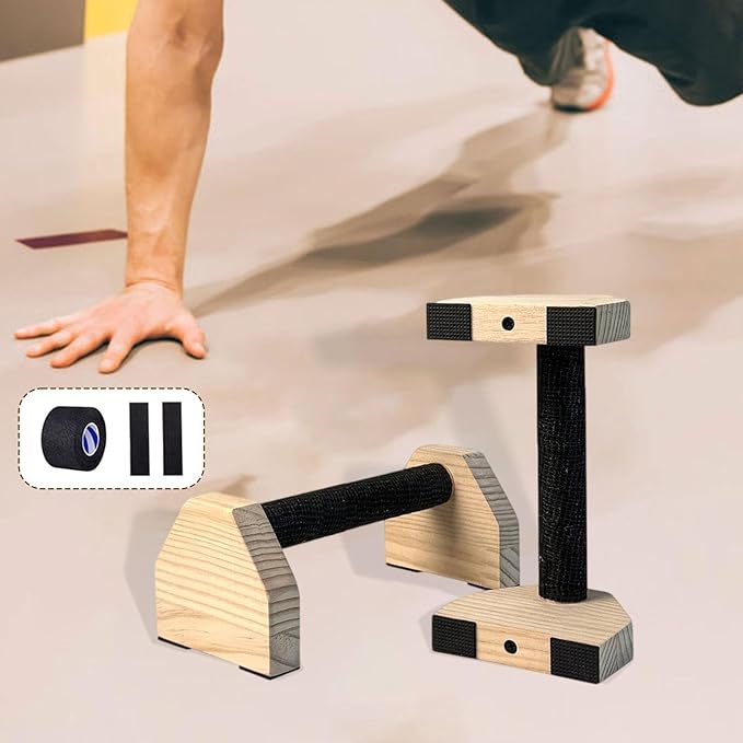 2Pcs Push up Bar Home Workout Equipment Parallettes Bar for Adults Wood Push up Stands for Gymnastics Exercise Aerobics