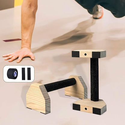 2Pcs Push up Bar Sturdy Wooden Parallettes Bar Push up Stands Pushup Handles for Gymnastics Strength Training Aerobics