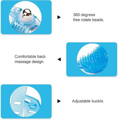 Handheld Massage Ball for Muscle Back Neck Joint Foot Shoulder Leg Pain Relief - Palm Shaped Massage Tool with Roller Balls, Portable Design, Blue
