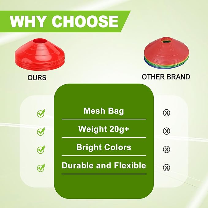 Ashsajkd(Set of 25/50/100 - Agility Soccer Cones with Carry Bag and for ， Football Cones for TrainingFootball, Basketball, Coaching, Agility Cones for Indoor and Outdoor Games