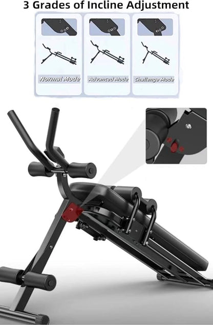 ComMax Adjustable Abs Workout Equipment Folding Sit Up Bench for Men and Women Foldable Incline Slant Exercise Bench for Home Gym with Full Body Strength Training Fitness Machine