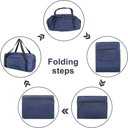 HOLYLUCK Foldable Travel Duffel Bag For Women & Men Luggage Great for Gym - large navy blue