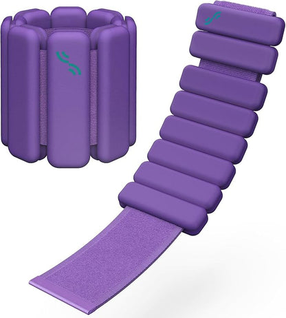 Sportneer Wrist & Ankle Weights for Women Men - 1 Pair (1 lb/2 lb Each) | Adjustable Weighted Bracelet Silicone Bangles for Yoga, Dance, Pilates, Cardio, Aerobics, Gym, Pool Exercises and Jogging