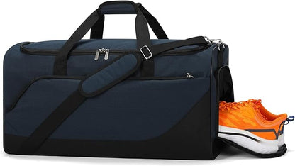 52L Men's Gym Bag with Shoe Compartment - 24-inch Duffle Bag for Travel, Sports, Fitness & Workout (Navy Blue)