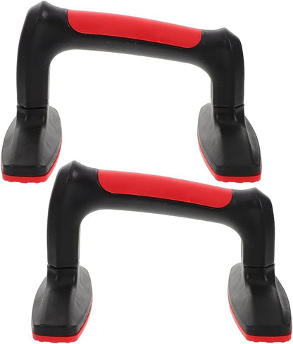 Toyvian 2pcs Red Plastic Push up Bars Parallettes with Non-slip Base for Home Workout Strength Training Calisthenic Push-up Support Handles