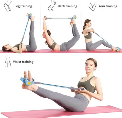 Pedal Resistance Bands with Handles, Durable 6-Tubes Multifunction Pedal Resistance Band, Natural Rubber Foot Pedal Resistance Bands, Fitness Resistance Bands for Abdomen, Waist, Arm, Leg