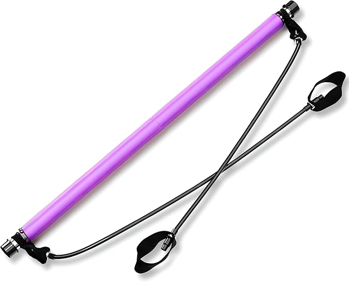 Pilates Bar Kit with Resistance Bands, 36-inch Bar, Full Body Workout Equipment for Home Gym, Portable Exercise Bar for Arms, Legs, Hip, Ab Training