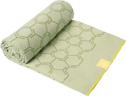 Eunzel Yoga Towel for Hot Yoga,Non-Slip Double Sided Silicone Grip Towel Absorbent Microfiber Towel for Hot Yoga, Vinyasa and Power 26.5"x72", Olive