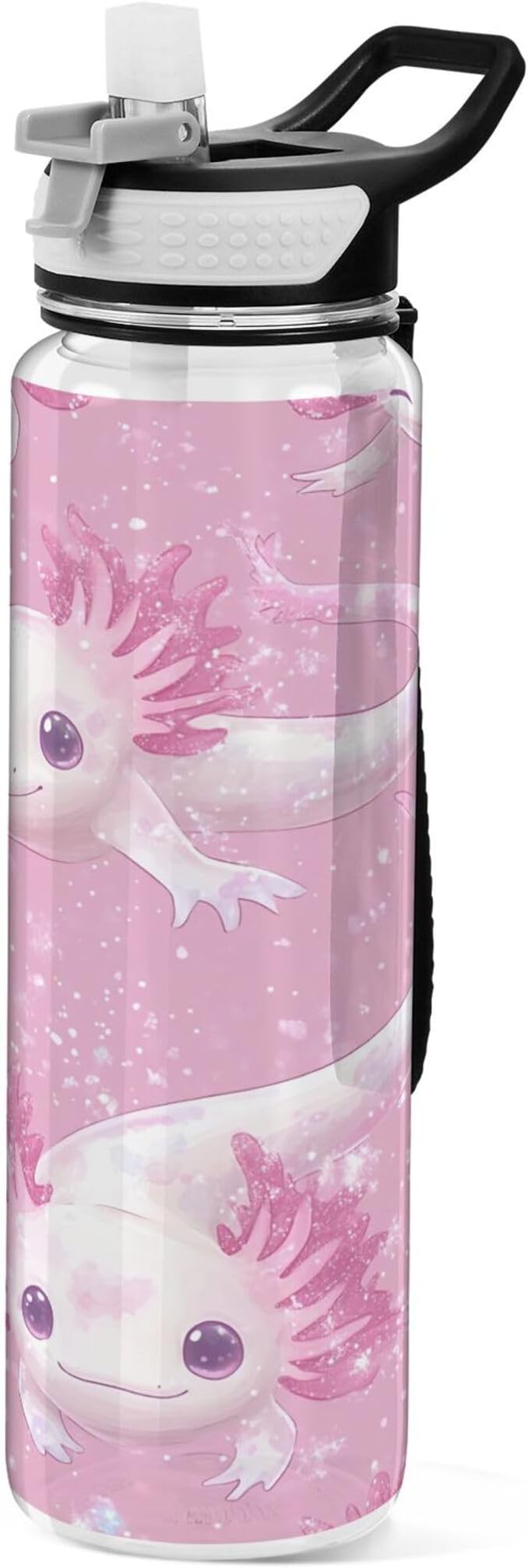 Burbuja Kawaii Axolotl 32 oz Water Bottle with Straw Lid, Leakproof & BPA Free Tritan Bottle for Gym Fitness Outdoor Sports