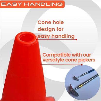 Heavy Duty Agility Training Cones (2 in, 6 in, 9 in, 12 in, 18 in, 28 in) for Sports and Kids Coaching, Multipurpose Field Marker Cones, Soccer, Basketball Drills, Bike, Motorcycle Training