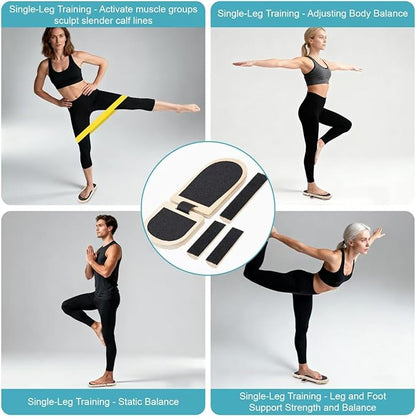 Ankle Balance Board - Adjustable SingleLeg Balance Board — Ankle Strengthener with Plantar Fasciitis Massage Ball and Two Resistance Bands, Suitable for Sprain Rehabilitation, Stability Training, Physical Therapy, and Plantar Fasciitis Recovery