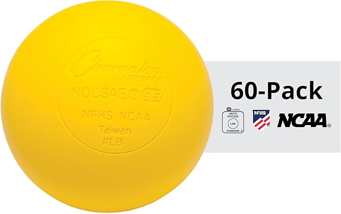 Champion Sports Lacrosse Balls – Official Size SEI Certified, Multi-Color Packs of 3, 6, or 12 for Practice & Games